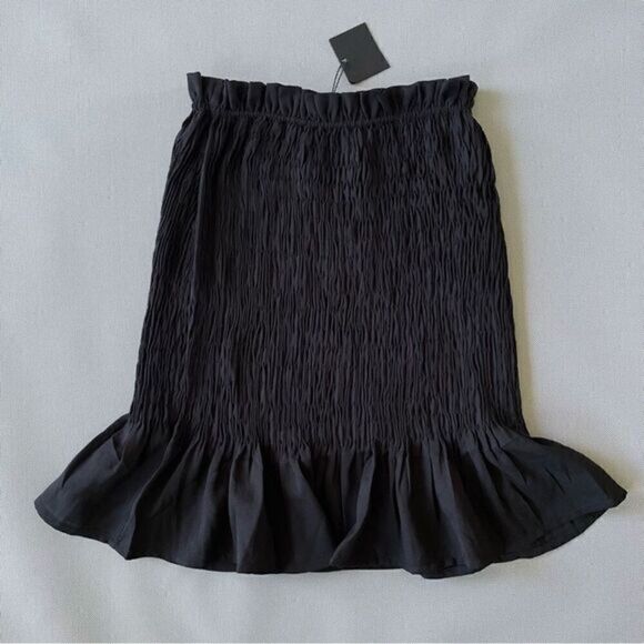PIECES Patricia Hw Smock Black Slim Fit Shirred Stretch Skirt Women’s Size XS - Picture 1 of 7